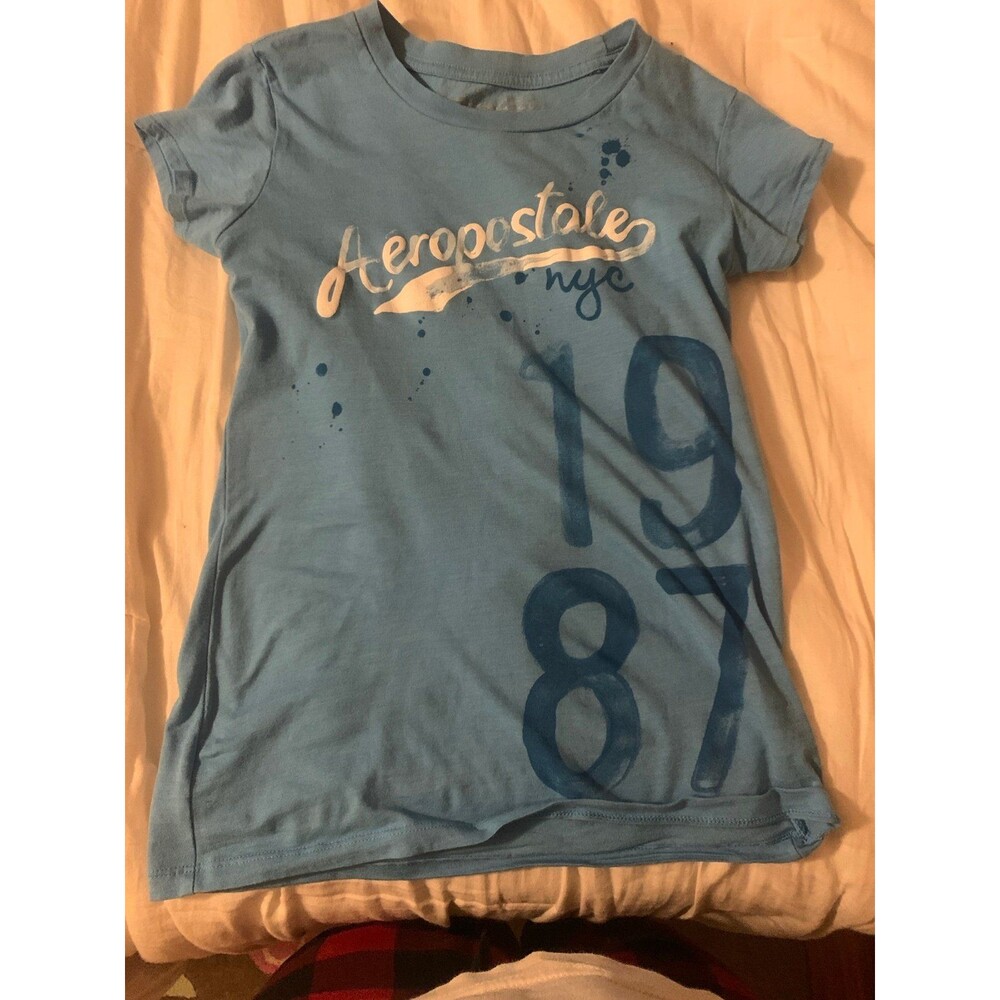 Aeropostale NYC 1987 Graphic T‑Shirt – Sky Blue – Size M